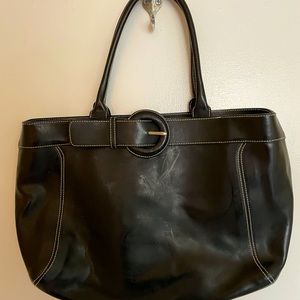 Vintage Furla black leather shoulder bag